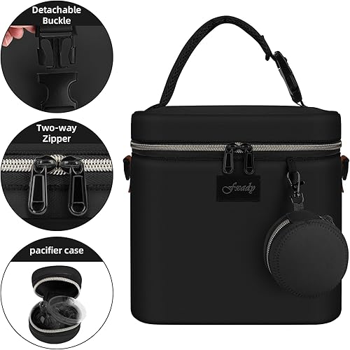 Miniatura 5 de Bolsa enfriadora de leche materna con bolsa de hielo, bolsa de mano aislada para biberones de 6 biberones de hasta 9 onzas, bolsa con clip para