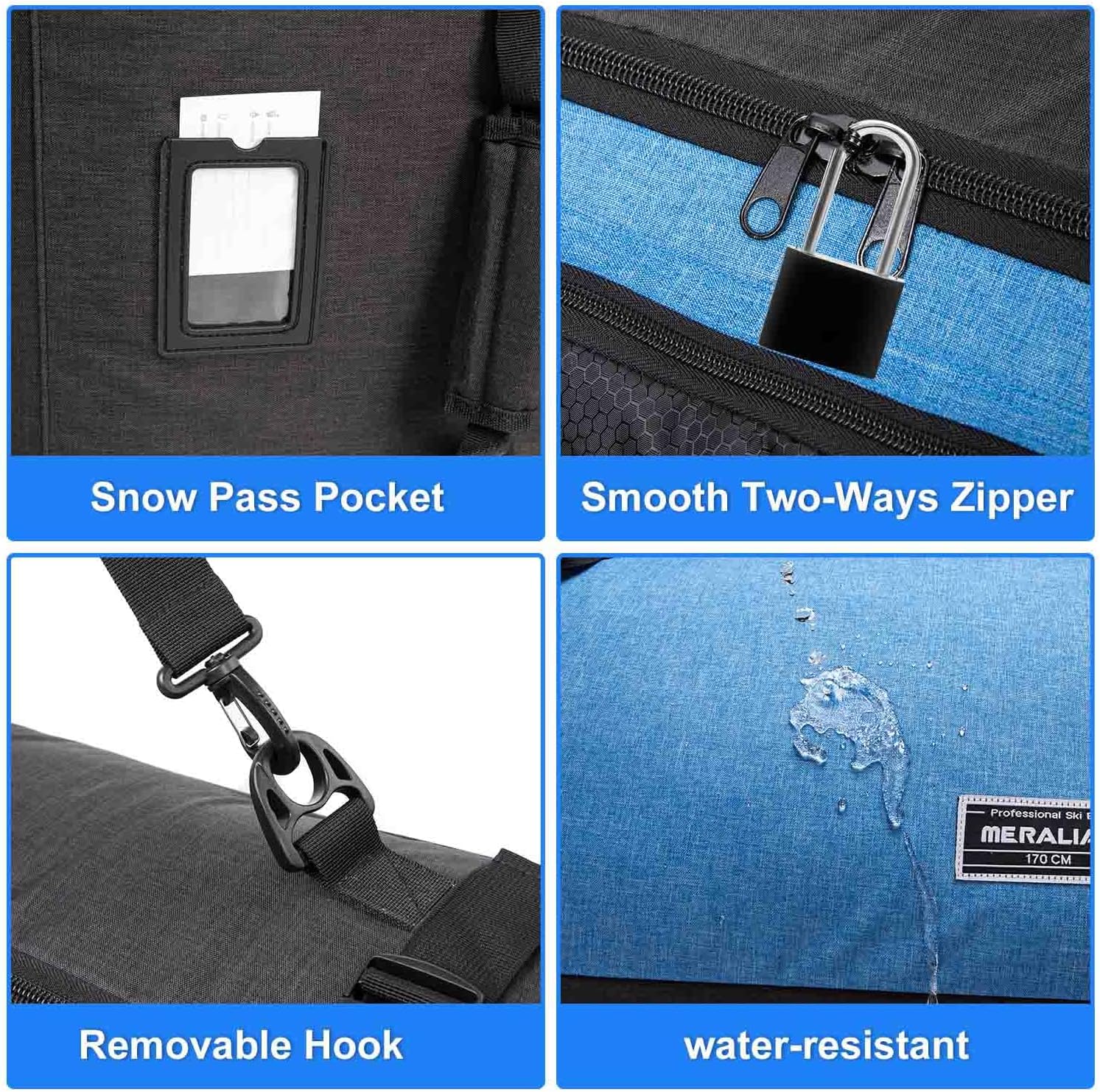 Snowboard Bag with Wheels, Padded Roller Snowboard Bag for Single Snowboard and Snowboard Boots,Available Length in 160cm and 170cm.