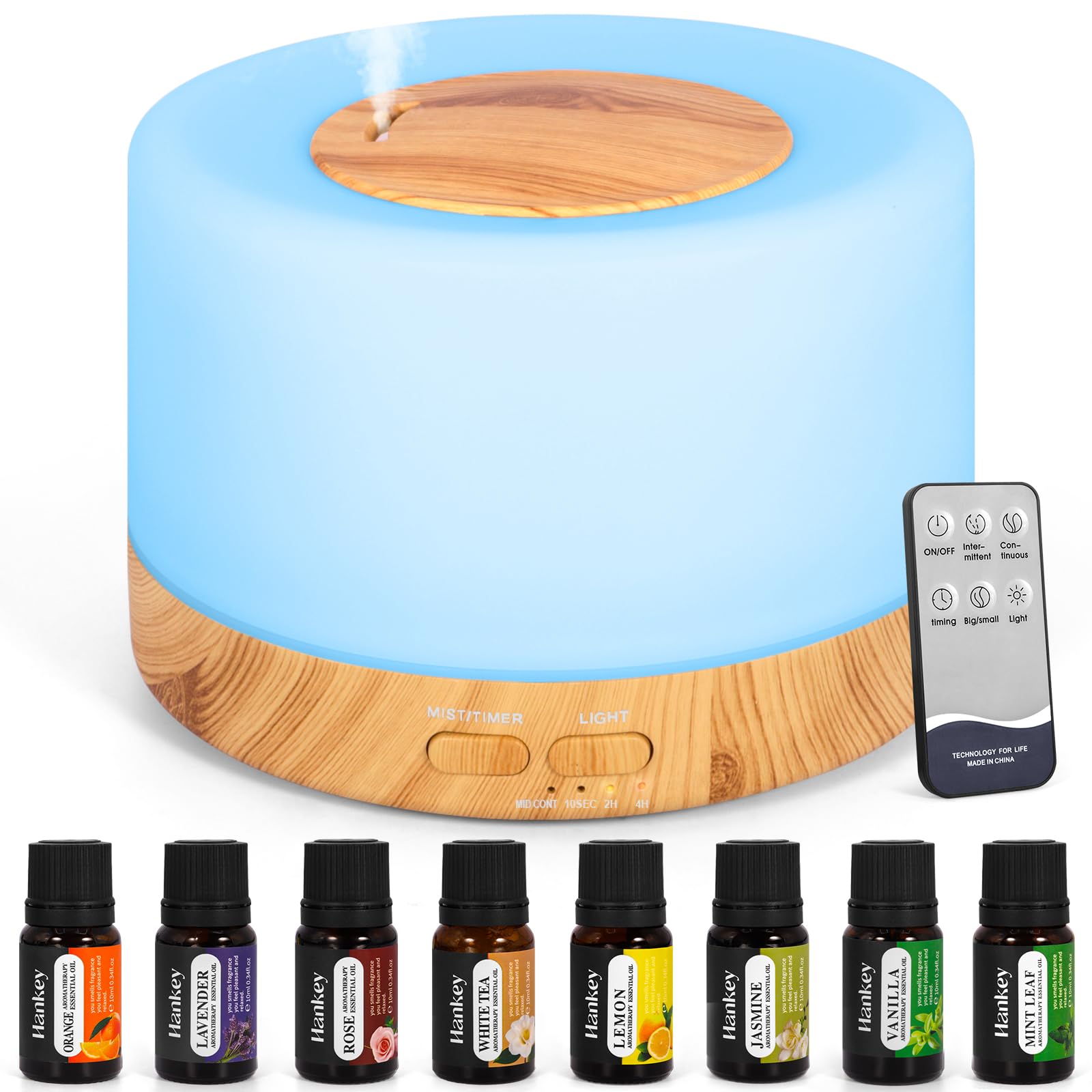Diffuseur d'aromathérapie ultrasonique 500ml pour apaiser l'esprit et hydrater l'air sec