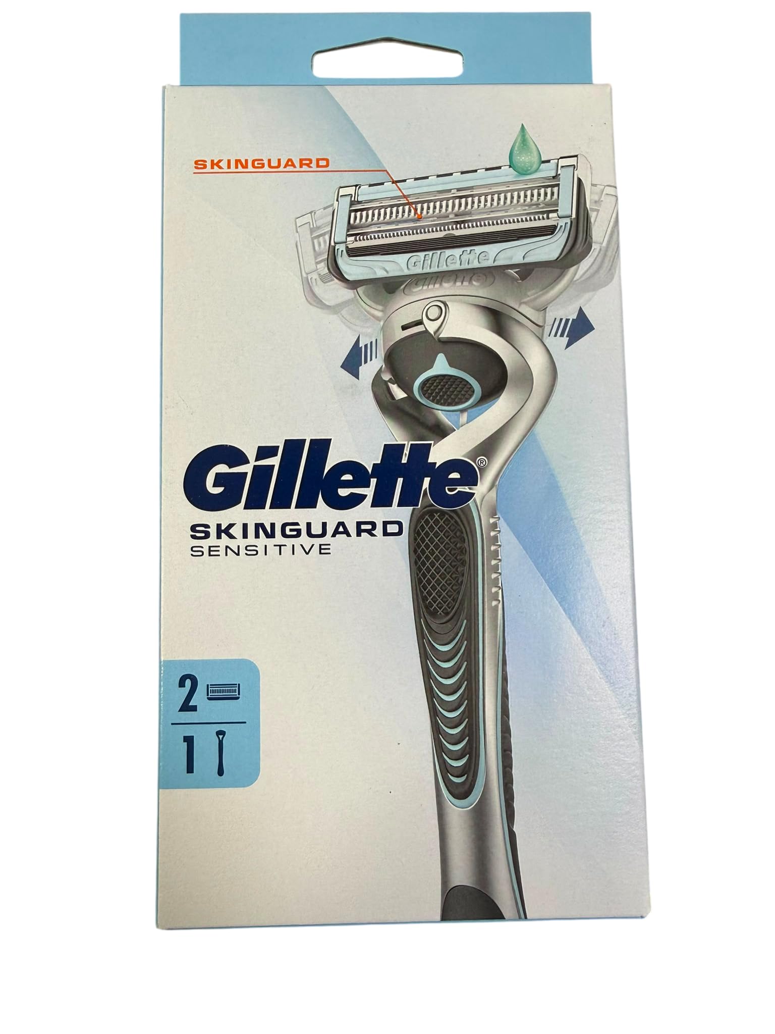 Gillette SkinGuard Sensitive Flexball Razor for Men with Irritation Tendency, 1 Handle + 1 Shaver Refill