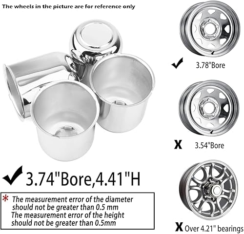 Miniatura 5 de 4 tapas centrales de rueda de remolque de 3.74 pulgadas, diámetro de 3.74 pulgadas, 4.41 pulgadas de alto para llanta de rueda, cubierta de rueda