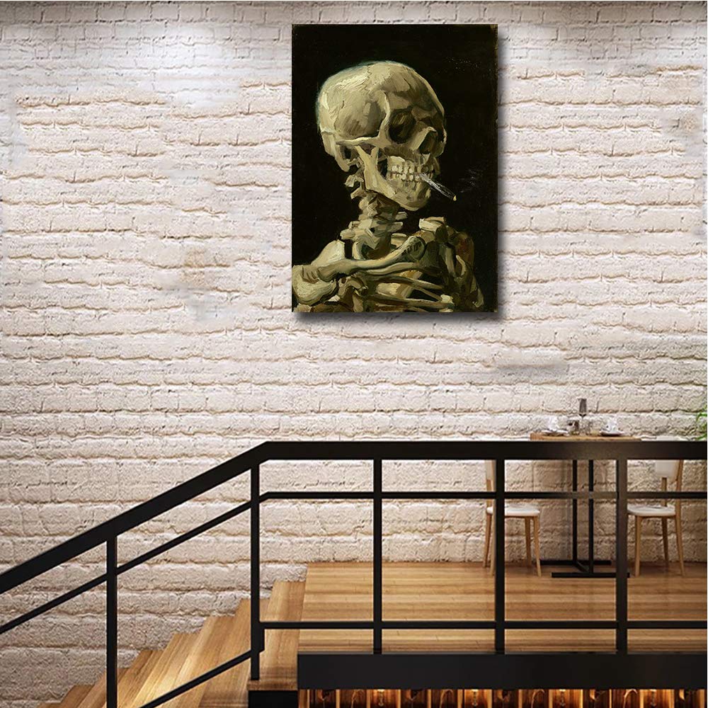van gogh skull with cigarette print Amazon.com: Van Gogh Skull of Cigarette Wall Art Skull of a Skeleton with  Burning Cigarette 1886