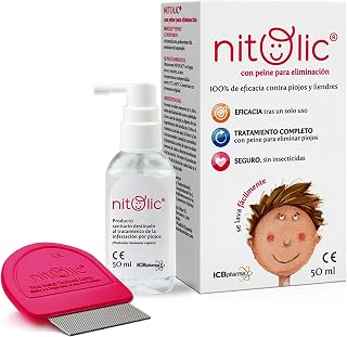 Spray Antipiojos 50 ml con Peine – Tratamiento Médico contra Piojos y Liendres, 1 Aplicación, Sin Insecticidas