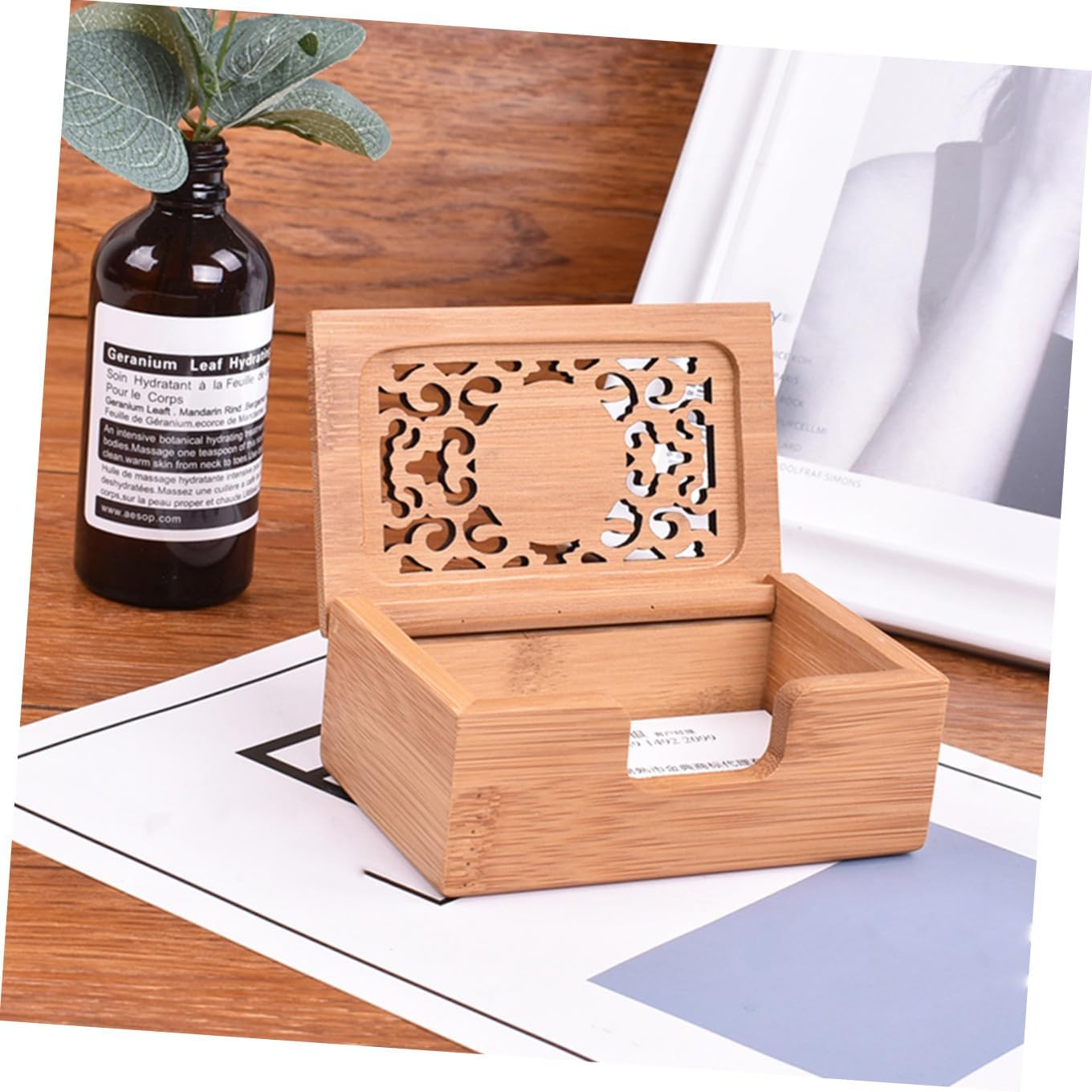Portable Name Storage Box Hollow Out Creative Business Card Holder Organizer for Office Desk Space-saving Eco-friendly Case for Meetings Exhibitions Events image 4
