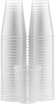 Amcrate Disposable Plastic Cups, Clear Colored Plastic Cups, 12-Ounce Plastic Party Cups, Strong and Sturdy Disposable Cups for Party, Wedding, Christmas, Halloween Party Cup, 50 Pack