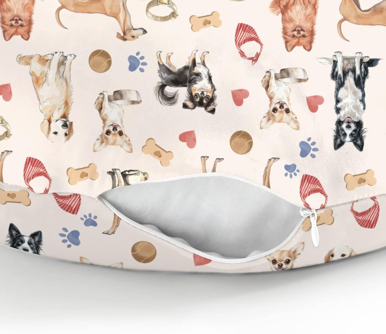 Watercolor Dogs Paws Heart Nursing Pillow Covers for Boy Girl Cute Dog Breeds Nursing Pillow Slipcovers for Breastfeeding Pillows Dogs Lovers Gift Soft Stretchy Removable Covers for Newborn Infant