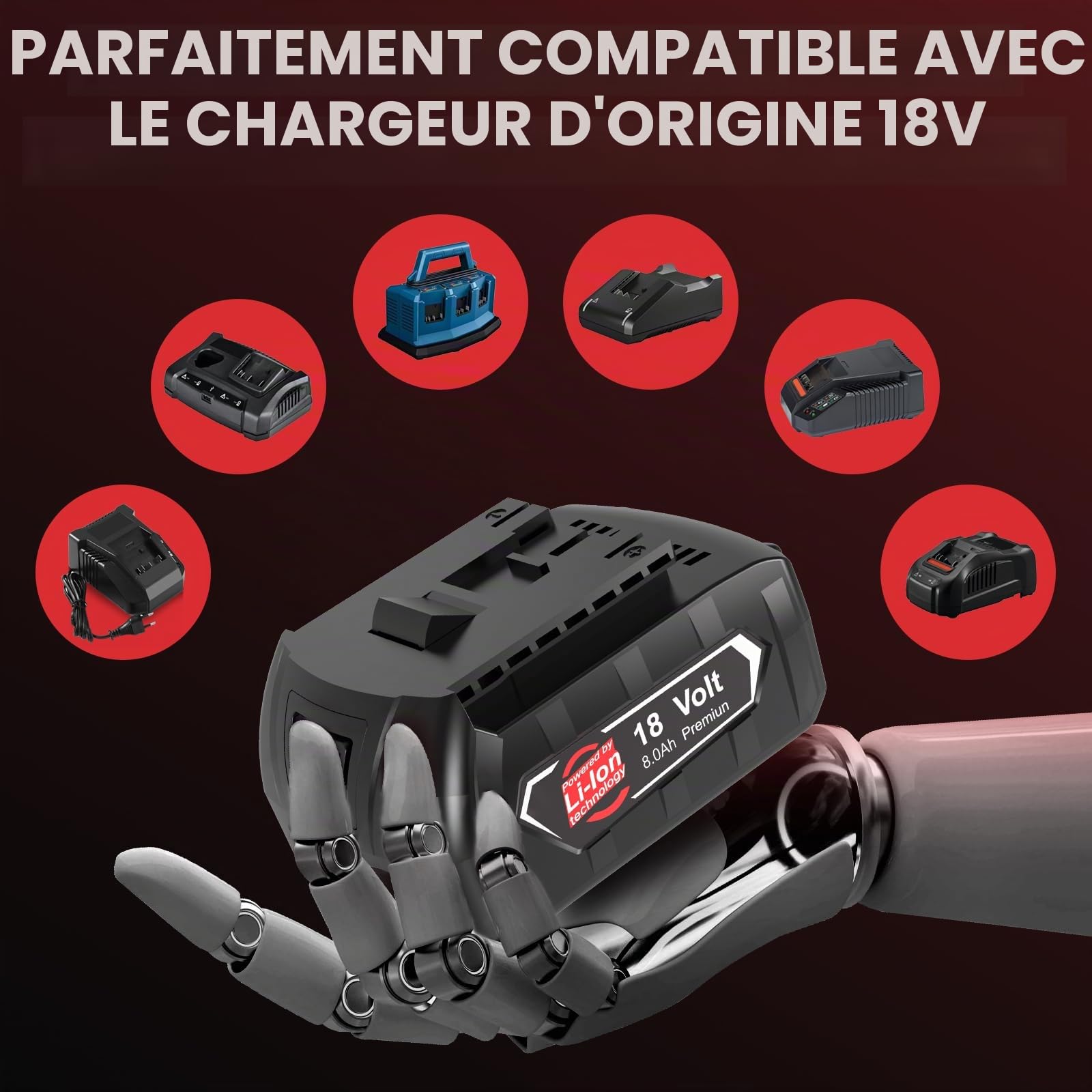 4X 8000mAh Remplacement pour Bosch Batterie 18V 8ah Série GBA BAT609 BAT609G BAT618 BAT618G BAT619 BAT619G BAT610G BAT610 BAT612 BAT622 avec Indicateur LED