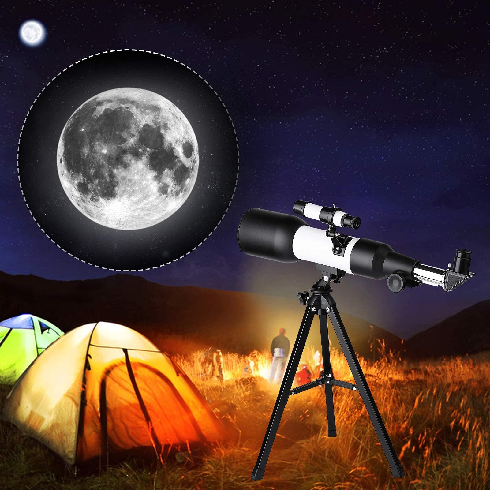 Astronomiczny teleskop refrakcyjny Roeam monokularowy luneta podróżna na zewnątrz ze statywem dla dzieci początkujący teleskopy prezentowe