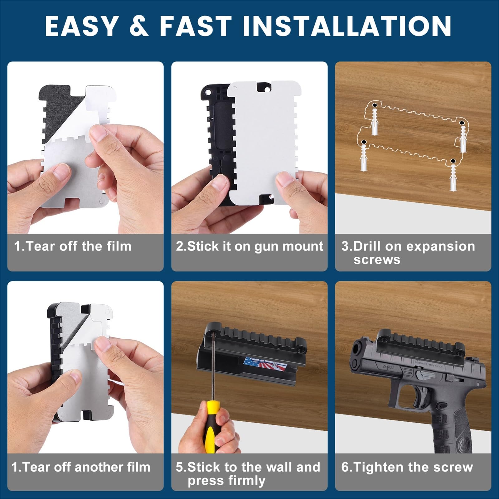 XFLHXY Fondina Magnetica Quickdraw per Pistola, per Veicoli e Casa - Supporto Magnetico per Pistola, Accessori per Pistola, Auto, Camion, Scrivanie, Casseforti, Pareti