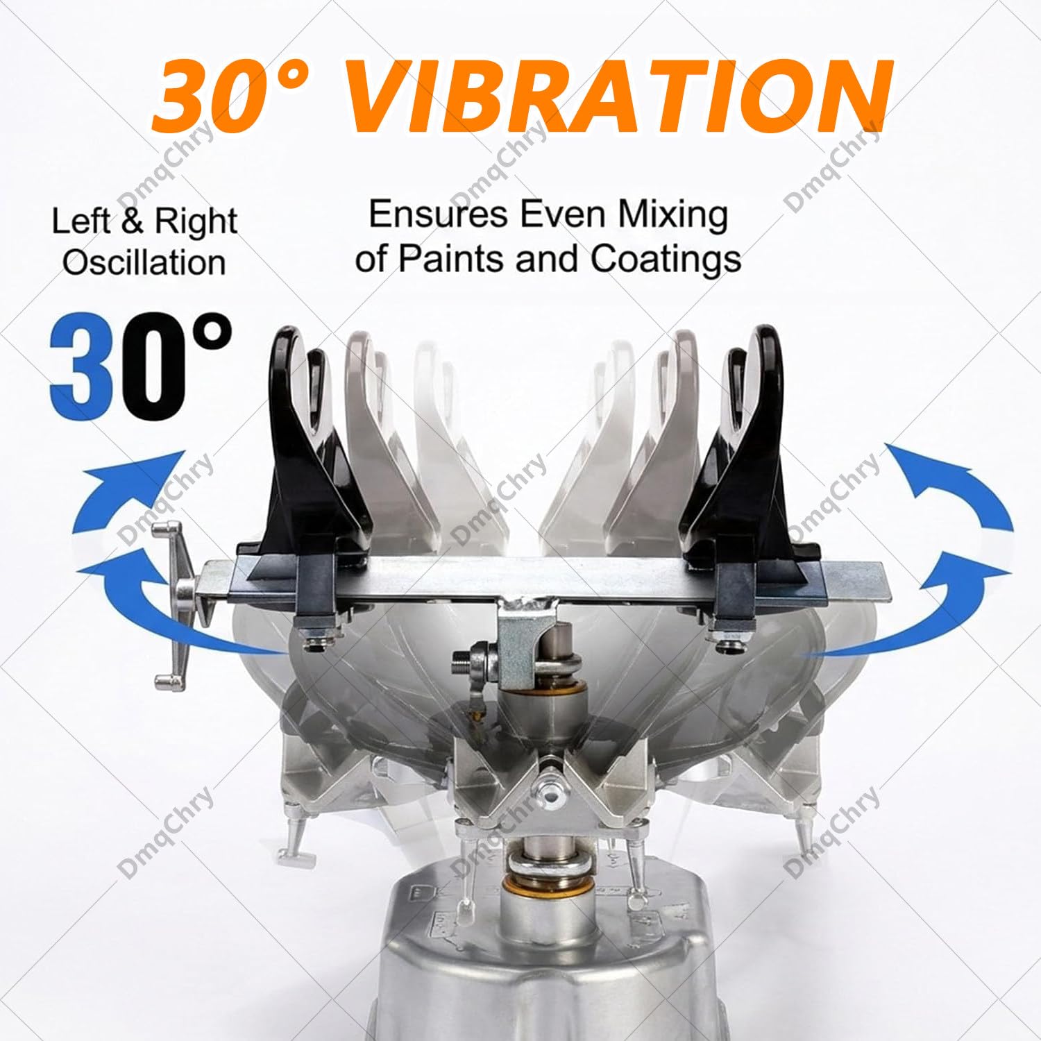 Agitador neumático de Pintura con Abrazadera Ajustable, Mezclador de Pintura accionado por Aire a 700 RPM para cubetas Redondas y cuadradas de 1 a 5 L, oscilación de 30° a Izquierda y Derecha