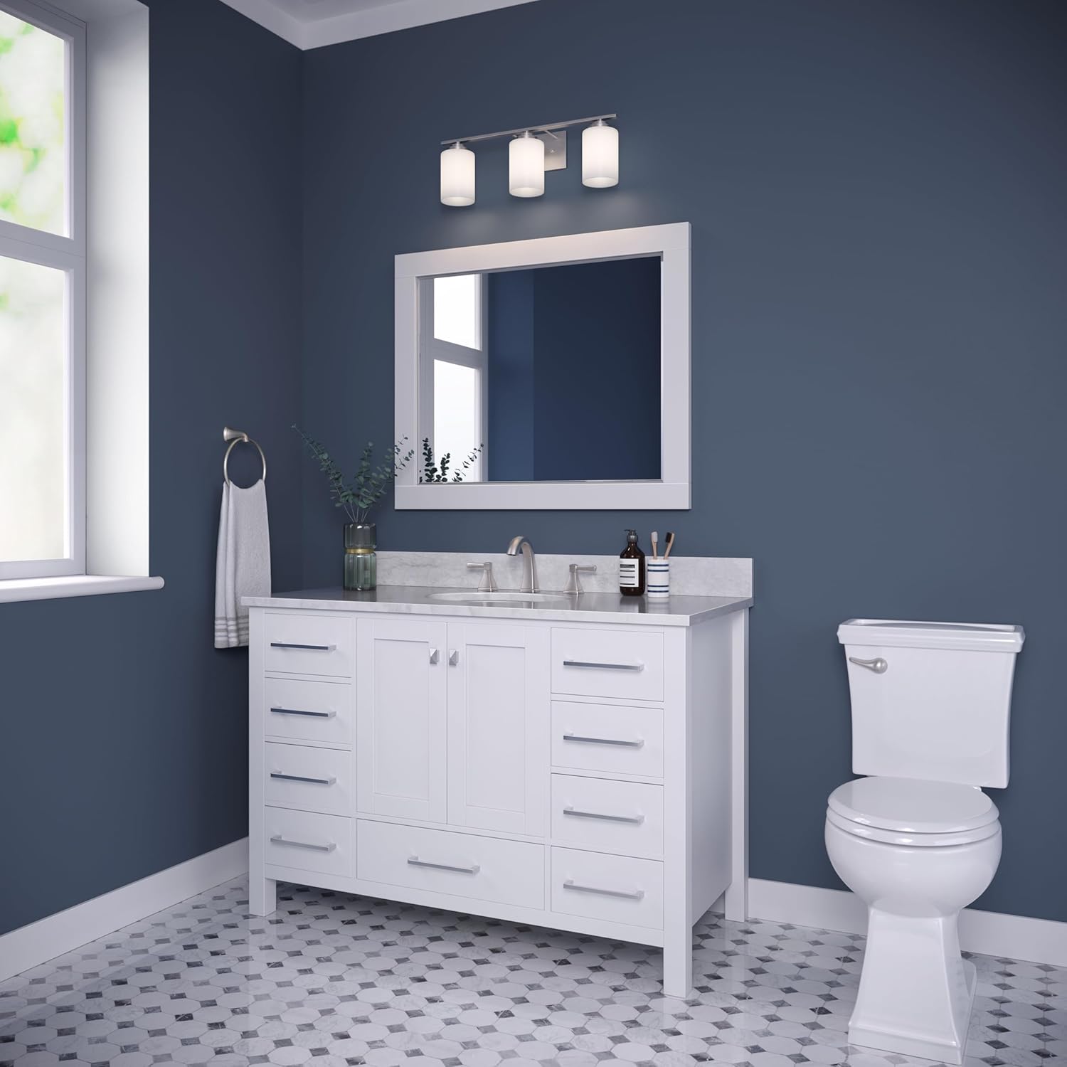 ML Lighting 3183-SN Durham 3-Light Vanity, Satin Nickel