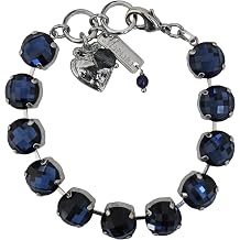 Mariana Rhodium Plated Royal Blue Checkerboard Cut Classic Large Everyday Round Crystal Tennis Bracelet, B-4474-255A-RO