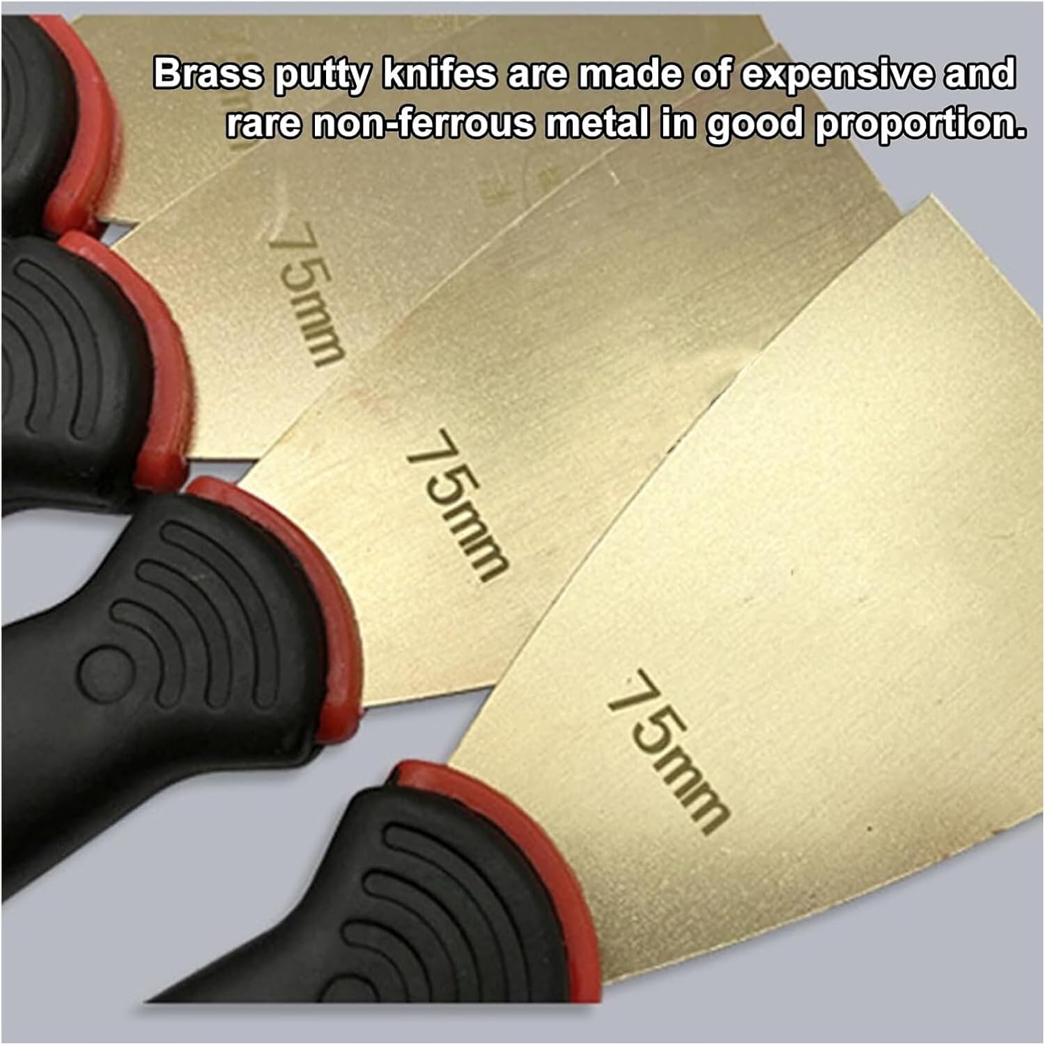 Wallpaper Scrapers,Brass Putty Knife, 1.5Mm Thick Paint Scraper with Rubber Handle, Drywall Knife Scraper Tool for Wood,75-150mm(150mm)
