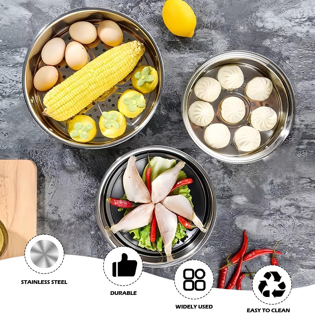 Stainless Steel 6.3" Round Steamer Rack food Steamer Basket Insert for Rice Cooker Warmer Kitchen Pot (16cm)