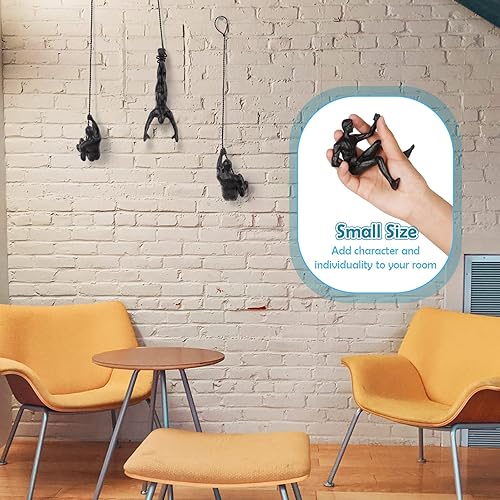 Miniatura 2 de Olpchee 3 piezas para hombre escultura de pared de escalada esculturas de arte de resina decoración del hogar escultura de pared 3D kit de figura de