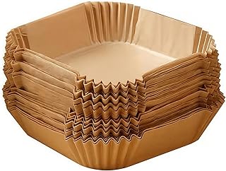 Air Fryer Paper Liners, 100Pcs Parchment Paper, Air Fryer Liners Disposable for Microwave, Non-Stick Air Fryer Liner Square Free of Bleach (6.3IN)