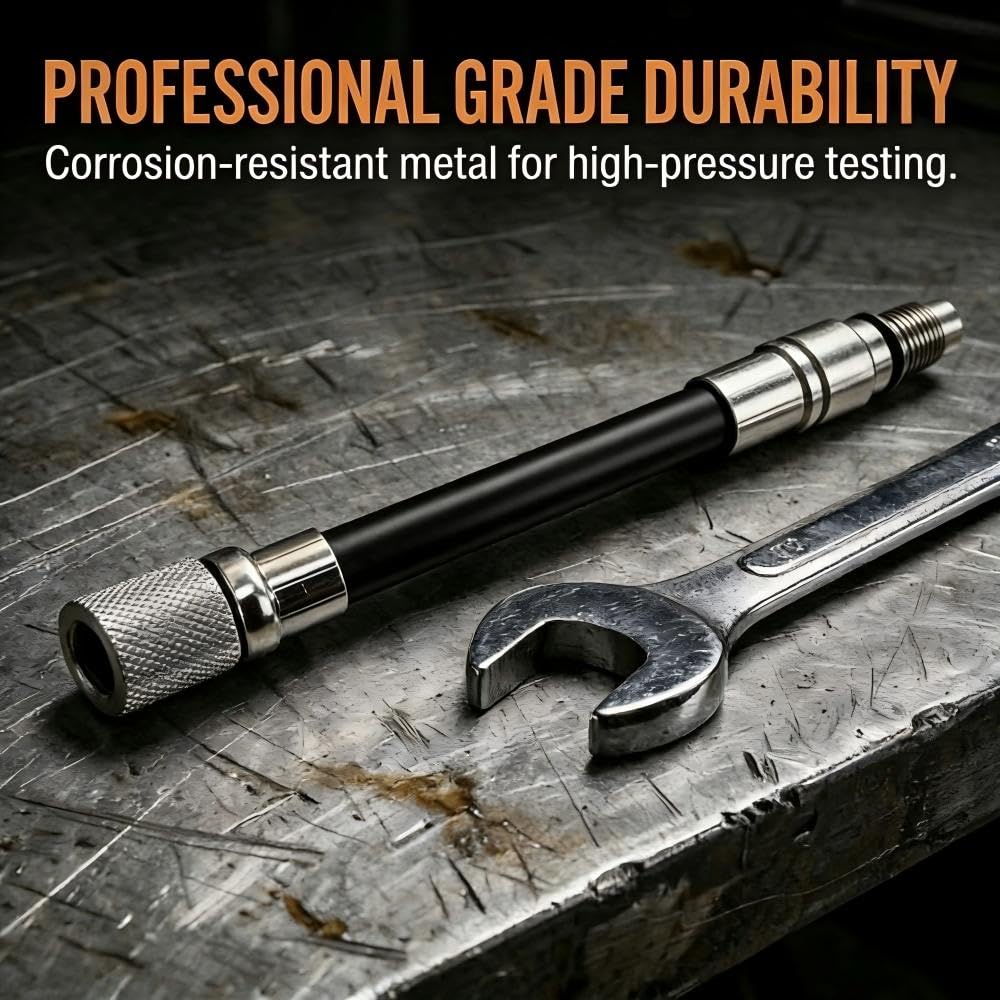 5608 12mm Compression Tester Adapter Compatible with 2008+ Ford 4.6L 5.4L 6.8L 3-Valve Engines, 12mm Male to 14mm Female Spark Plug Hole Thread, Deep Reach Cylinder Pressure Test Tool V2