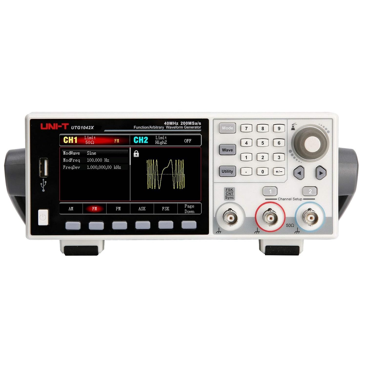 UNI-T UTG1042X 40MHz 2 Channels Essential-Series Arbitrary Waveform Generator 200MS/s 4Kpts Memory Depth USB 4.3 Inch Display 150MSa/s Sampling Rate 16-bit High Resolution