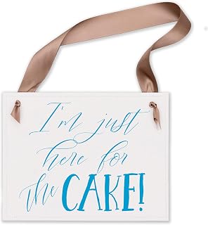 Ritzy Rose Funny Wedding Sign for Ring Bearer or Flower Girl Featuring "I'm Just Here For The Cake" - 11x8.5 in Banner Tailored with Your Preferred Paper, Ribbon and Font Color