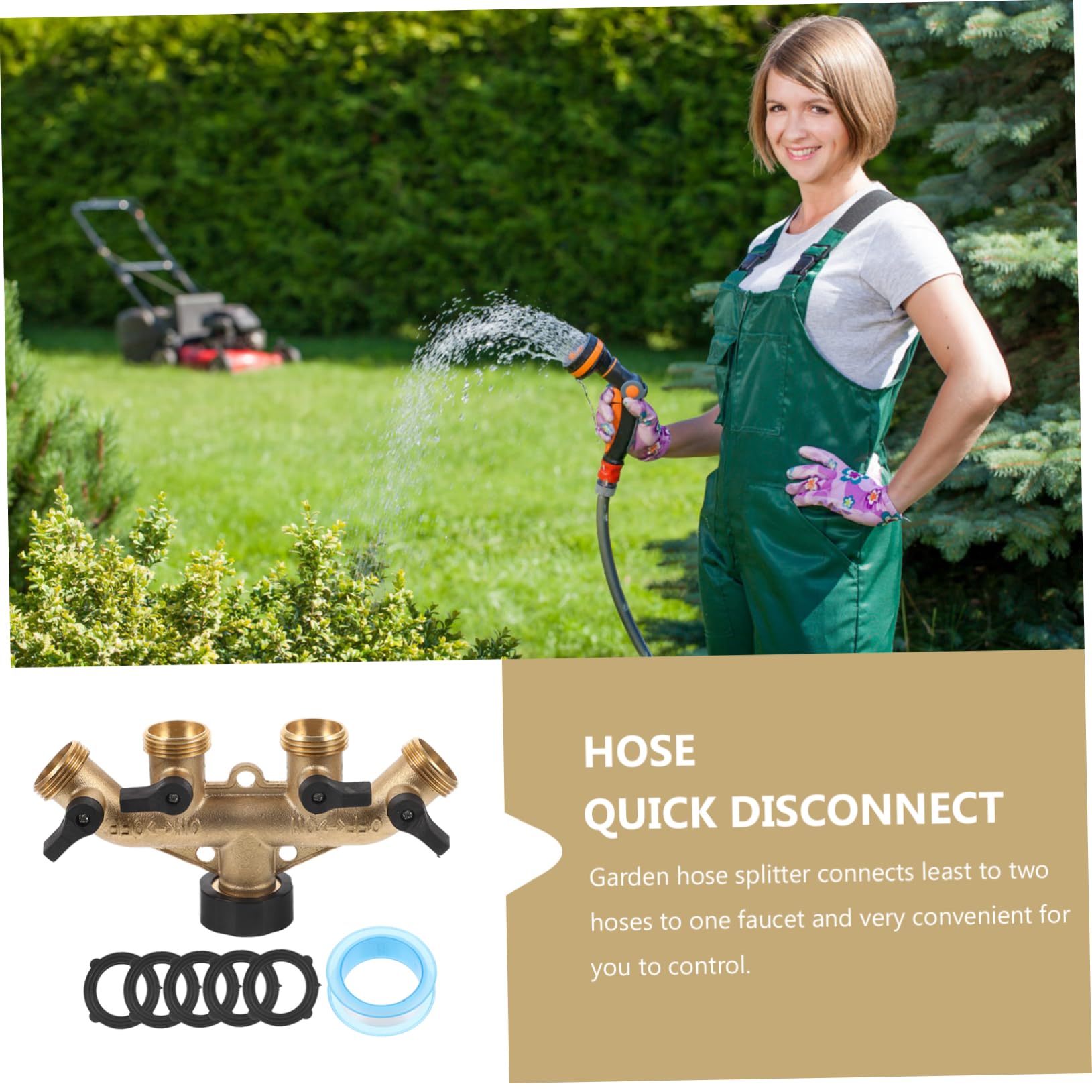 jojofuny 4sätze Garden Hose Splitter Aus Messing Wege Wasserverteiler Für Gartenbewässerung Autos Waschen Und Landschafts-Irrigation Robust Und Leicht Installieren