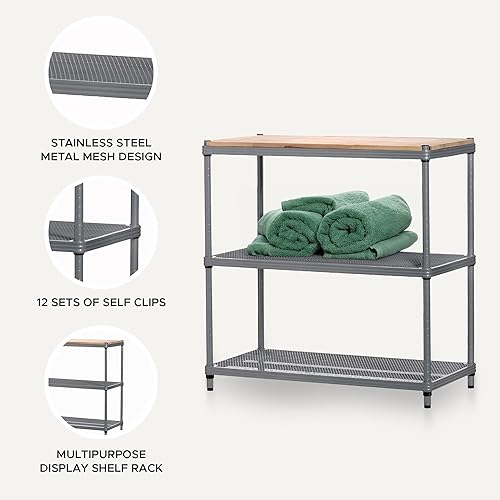 Miniatura 4 de Design Ideas MeshWorks - Estantería de metal para banco de trabajo con parte superior de madera, para almacenamiento de garaje y cocina, 35.4 x 17.7