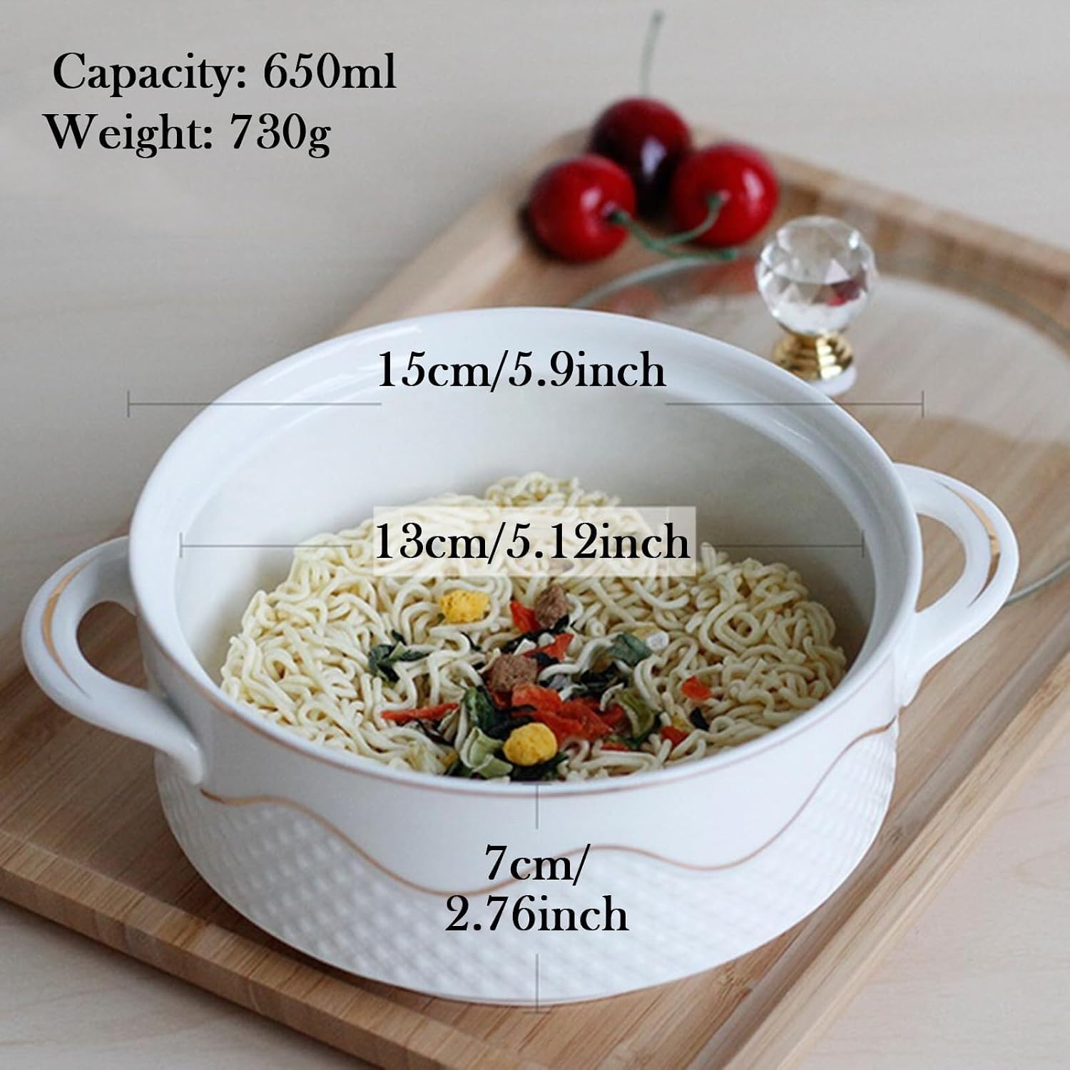 Ceramic Soup Tureen with Glass Lid Large Capacity Serving Tureen with Double Handles, White Porcelain Serving Tureen for Restaurant Home Kitchen Decoration Ceramic Covered Tureens