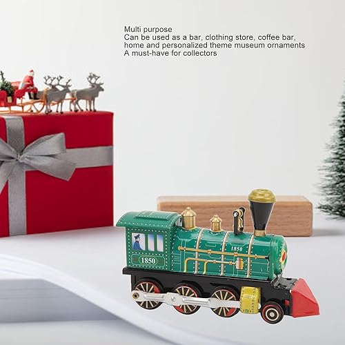 Miniatura 5 de Juguete de locomotora de relojería, hecho a mano, vintage, retro, tren de viento, juguete de metal de hojalata, colección de regalo para adultos y