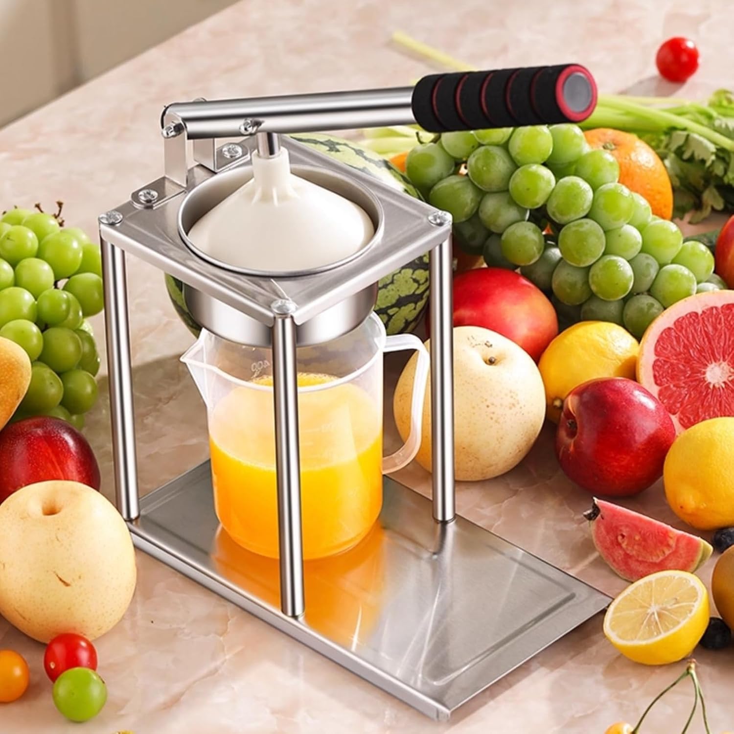 Orange Juice Squeezer - Easy-to-Clean,Manual Citrus Press & kitchen gadgets,Stainless Steel Lemon Squeezer, Manual Juicer Extractor for Lemon Orange Pomegranate Citrus (Silver) (Silver)