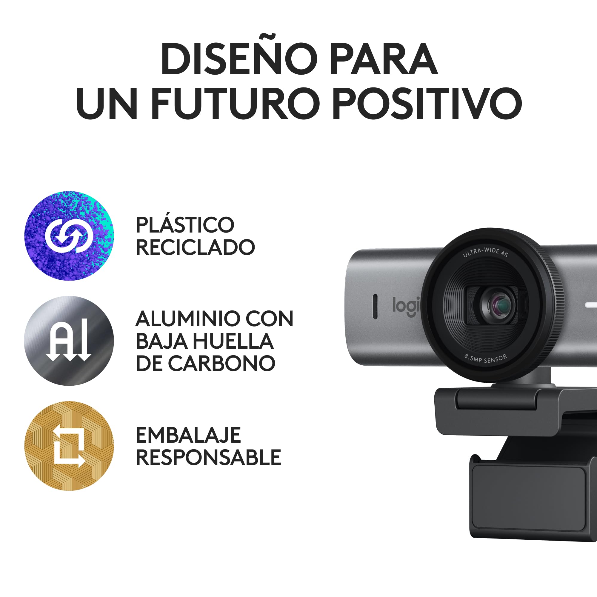 Logitech MX Brio Ultra HD 4K para Colaboración y Streaming Cámara Web, 1080p a 60 FPS, Dos Micrófonos Reductores de Ruido, USB-C, Tapa, Compatible con Microsoft Teams, Zoom, Google Meet, Grafito