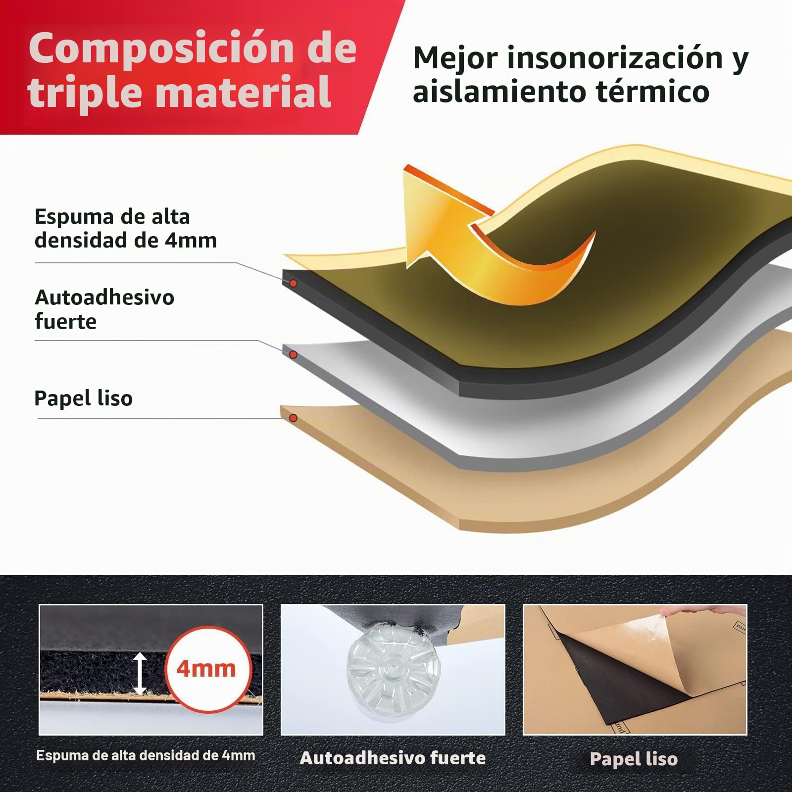 1 rollo 4mm 10m×1m alfombrar autoadhesiva para coche, aislante acústica, espuma (9,94㎡) | Espuma de celda cerrada de 4 mm con aislamiento térmico de espuma de polietileno para puerta de piso de coche