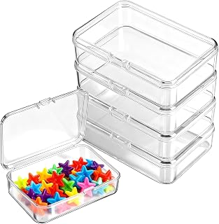 Storage Box, Small with Lid, 4 Pieces, Transparent PP Plastic, for Screws, Beads, Jewelry