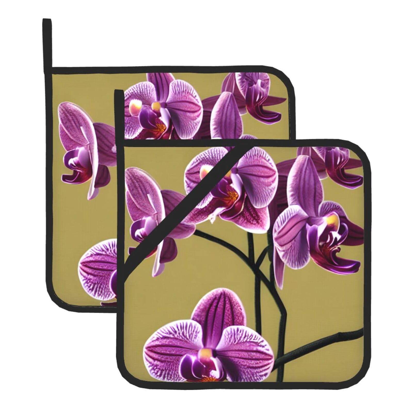 Beautiful Orchids Square Heat Resistant Trivet Set Thick and Durable for Baking Barbecue Cookware Oven
