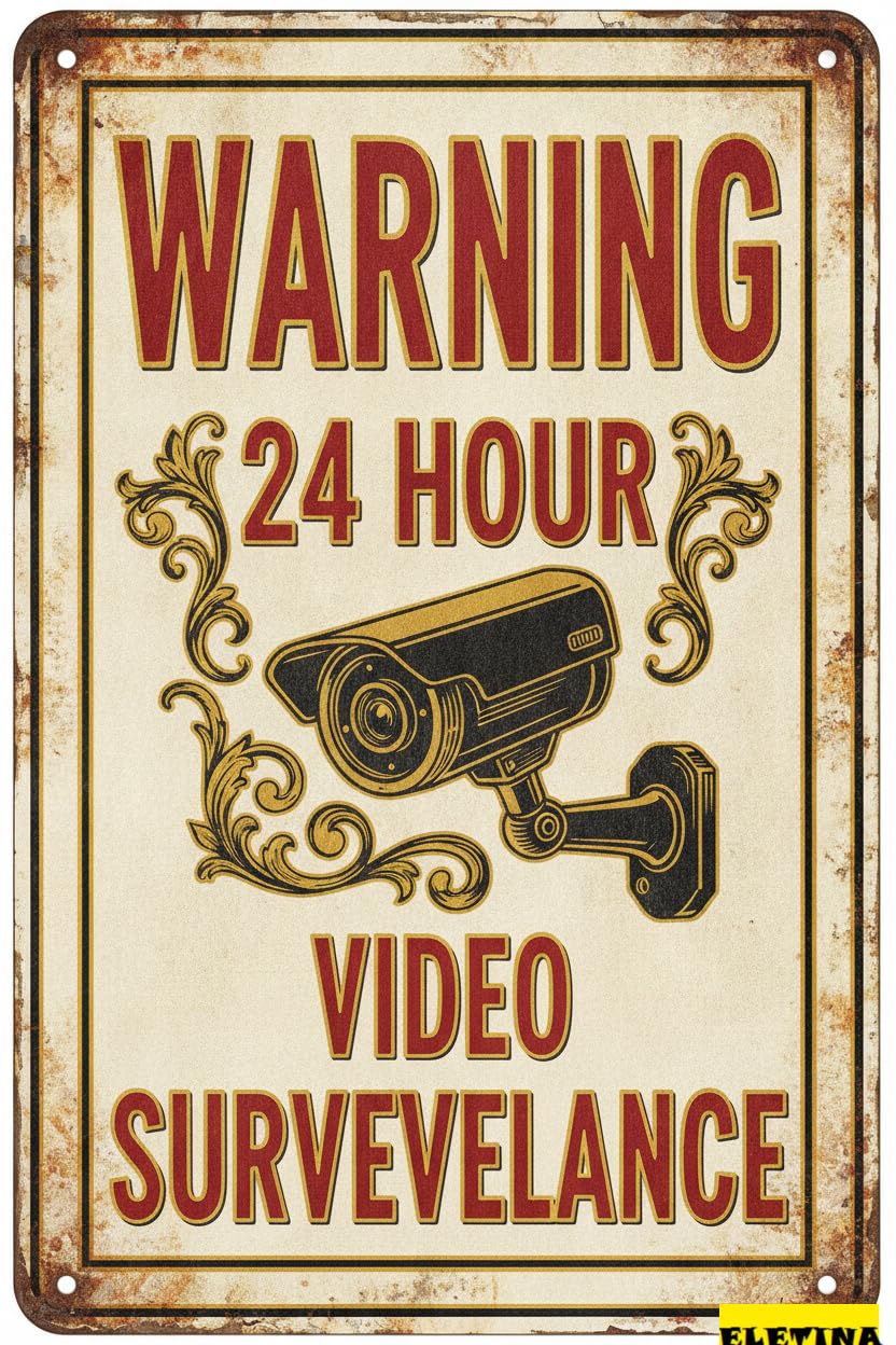 Personalized Sign for Man Cave -no Trespassing Warning, 24 Hour Video Surveillance | Cctv Security Camera Alert Home Or Business Private Property Decorative
