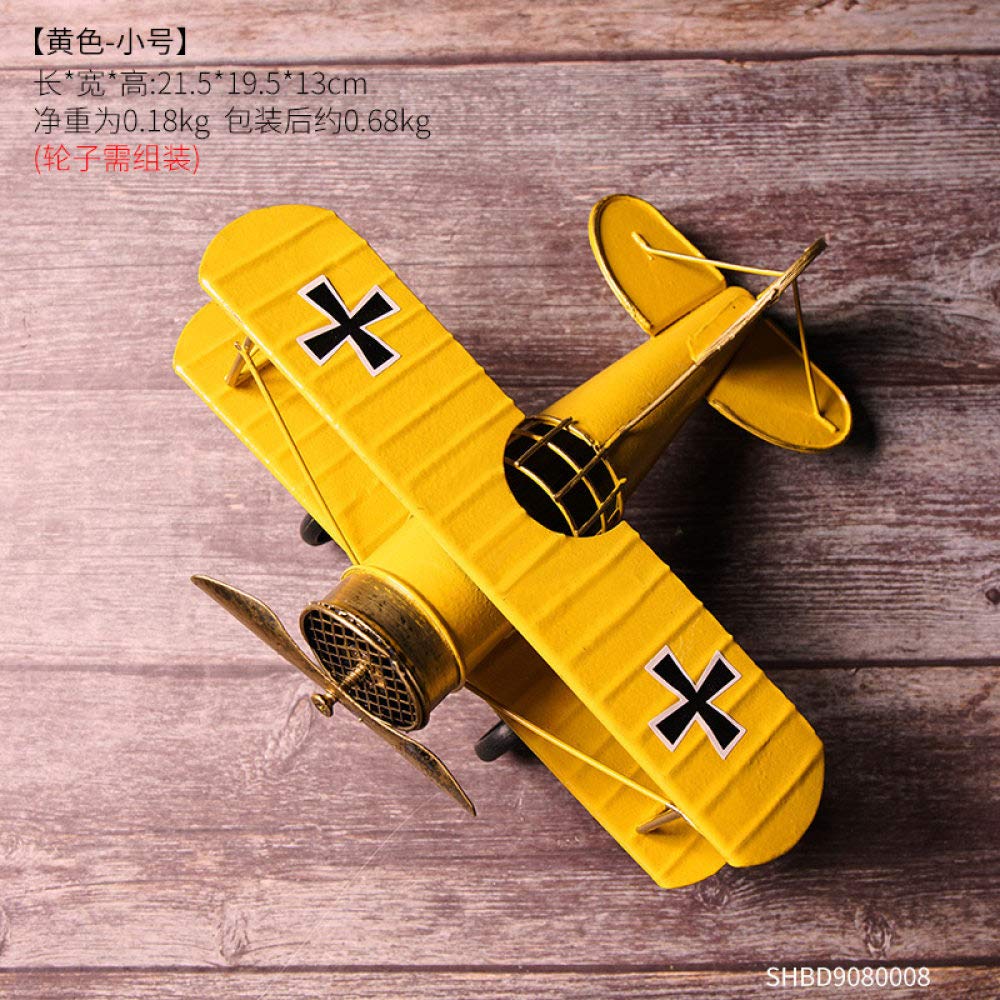 Mignon creative simple fer avion statue jaune pour collection art maison