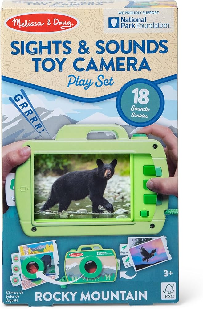 Melissa & Doug Set Gioco Fotocamera Parco Nazionale Rocky Mountain - Giocattolo In Legno Con Suoni, Certificato FSC