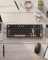 Tastatură mecanică RK ROYAL KLUDGE M100 cu ecran și buton rotativ, 96% gasket, QWERTZ cu tastatură numerică, BT, 2.4GHz, USB-C, RGB, 8000mAh, hotswap, Creamy, negru 9
