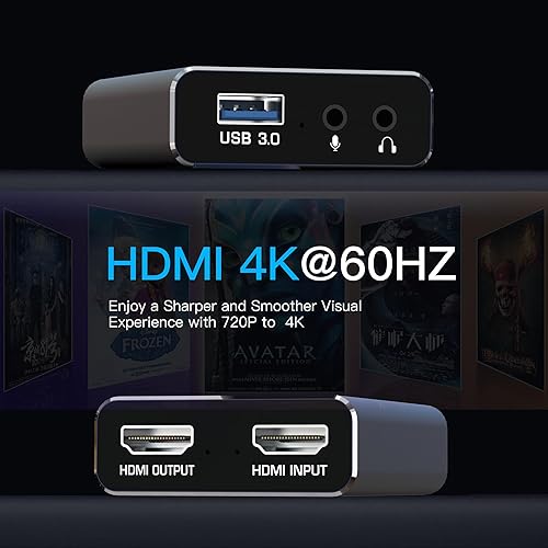 Miniatura 5 de Tarjeta de captura de video de audio 4K con cable HDMI, USB 3.0, Full HD 1080P para grabación de juegos, transmisión en vivo..