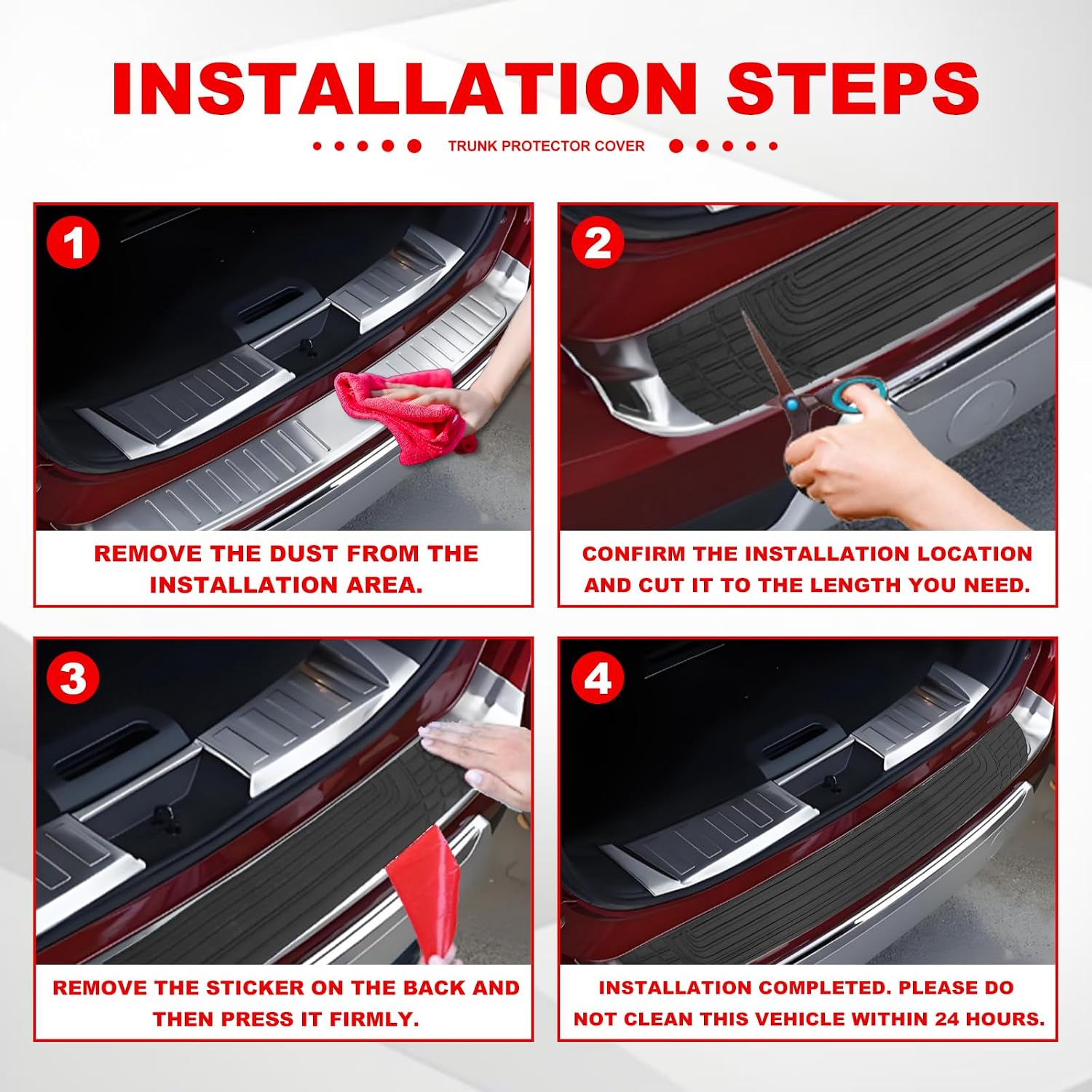 Car Rear Bumper Protector, 41" x 3.4" Universal Anti-Scratch Bumper Guard, Heavy Duty Rubber Protection Strip for Car SUV Trunk, Black Automotive Exterior Accessory