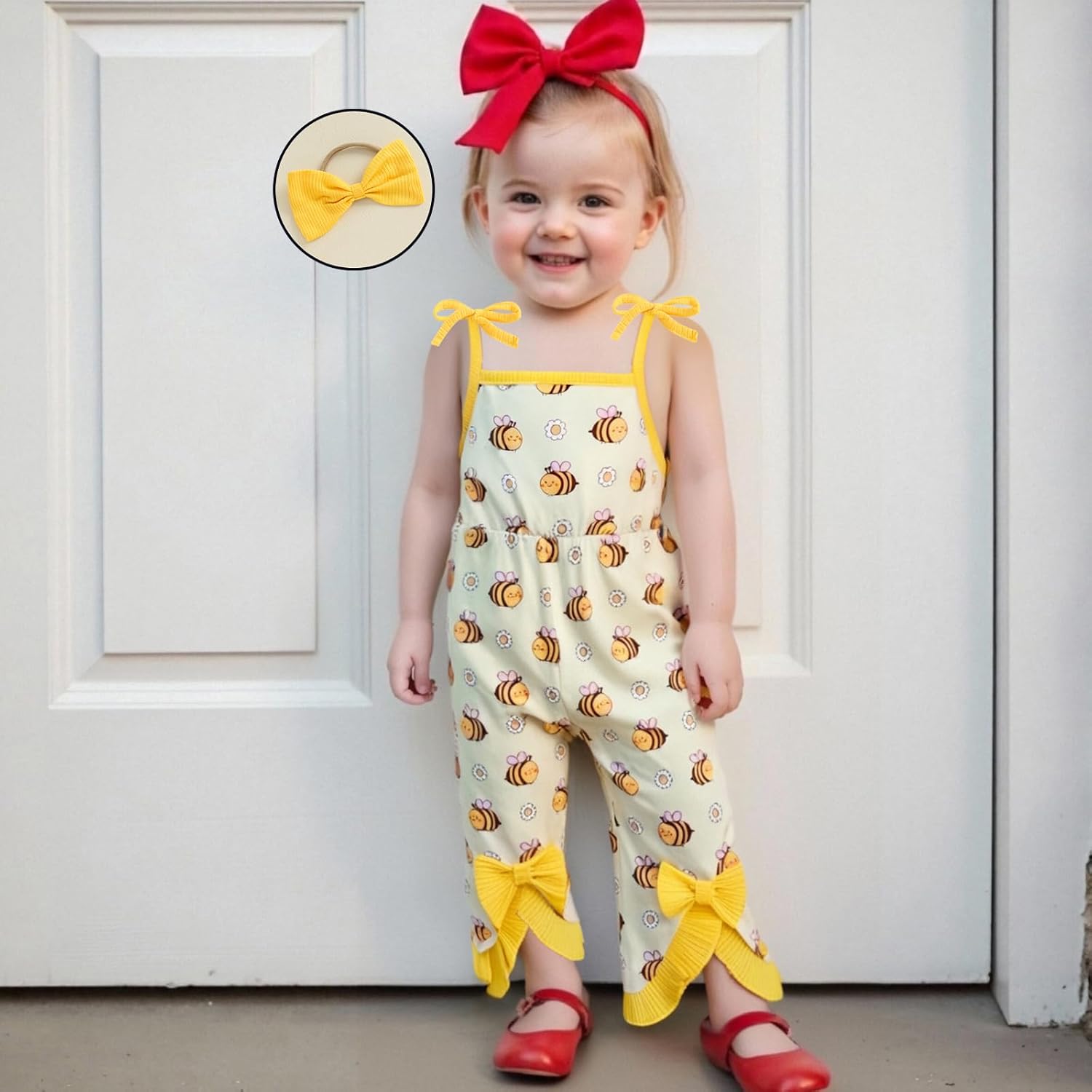 ZAXARRA Toddler Girl Clothes Floral Baby Girl Bell Bottom Jumpsuit Baby Girl Overalls Flare Leg Jumpsuit