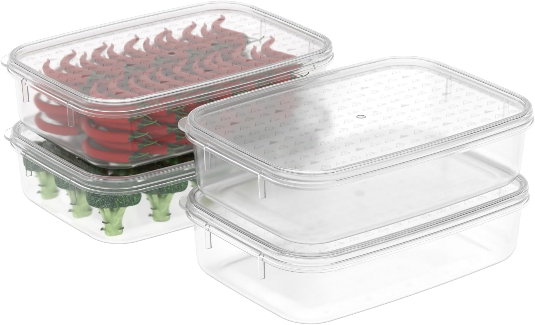 Cetomo 1.1L*4 Food Storage Container, Fridge Organizer with Lid, Plastic Refrigerator Organizers for Pantry and Fruits, BPA free, Freezer Safe, Microwave Safe, Durable, Food Grade, Clear, 1.1L-4 Pack