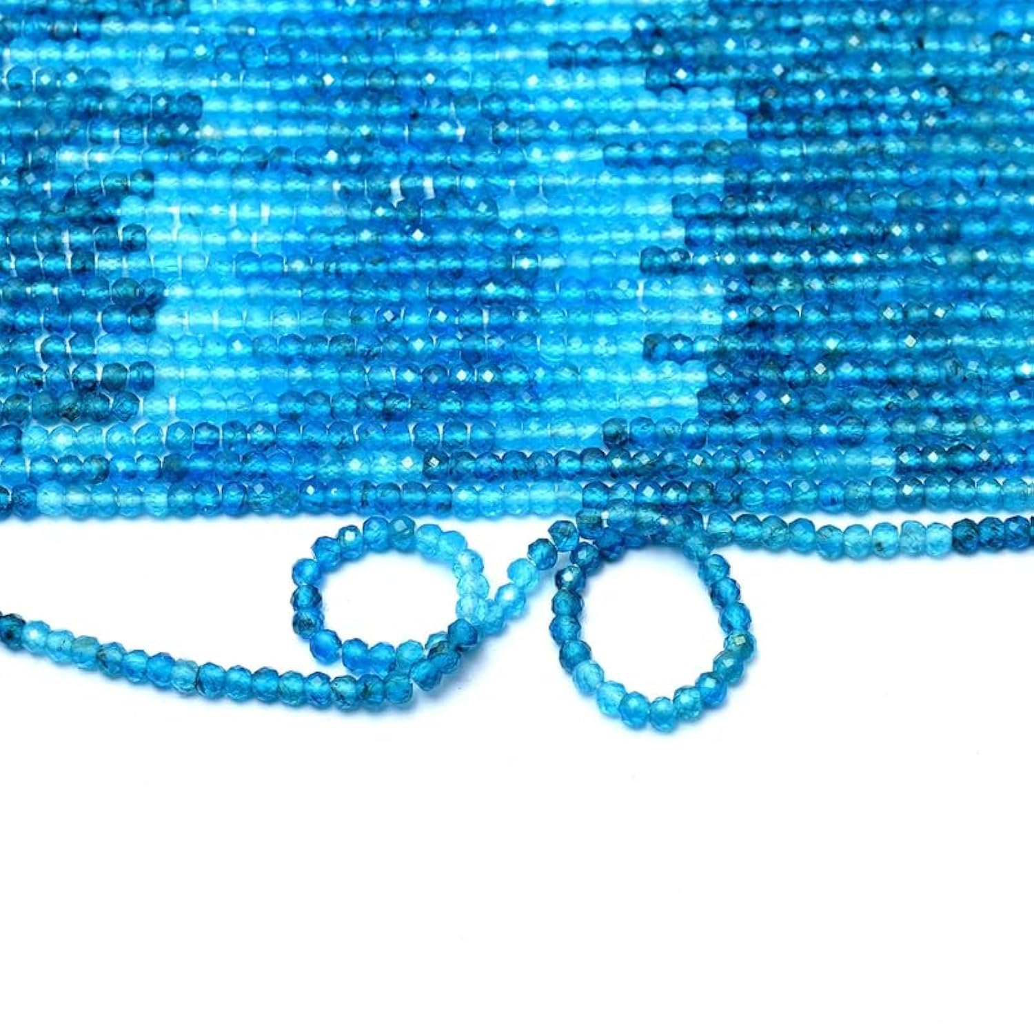 Perles apatite bleue en vrac pierre semi-précieuse micro-perles 2mm pour création bijoux