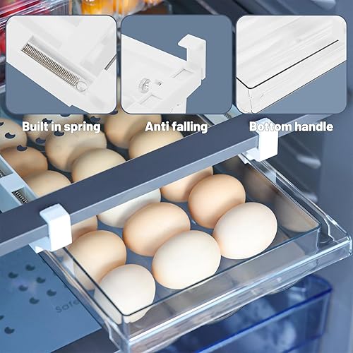 Miniatura 3 de Moretoes Organizador de huevos para nevera, organizador de cajones de huevos, bandejas para refrigerador, contenedor de huevos, paquete de 2