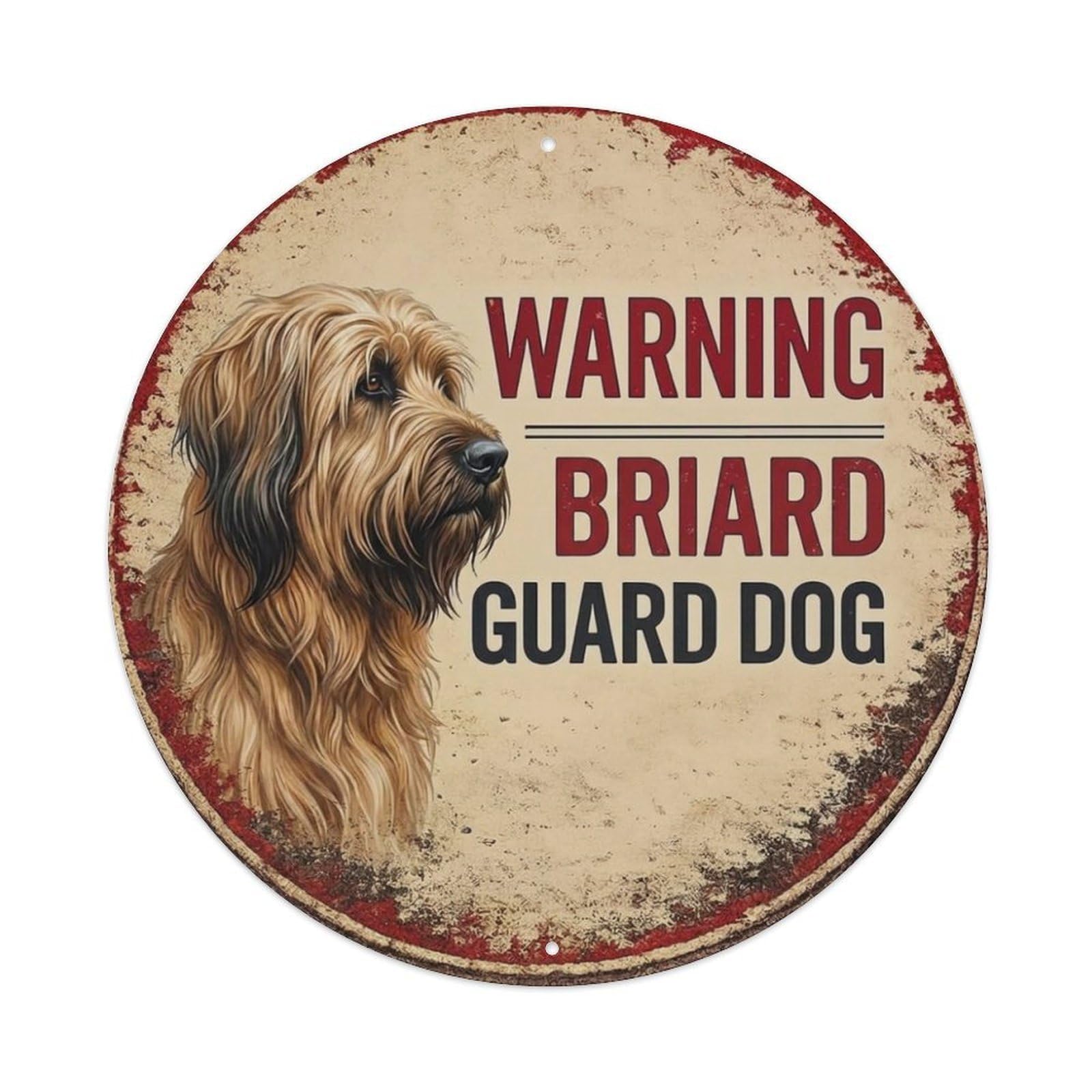 Metal Tin Sign Vintage Warning Briard