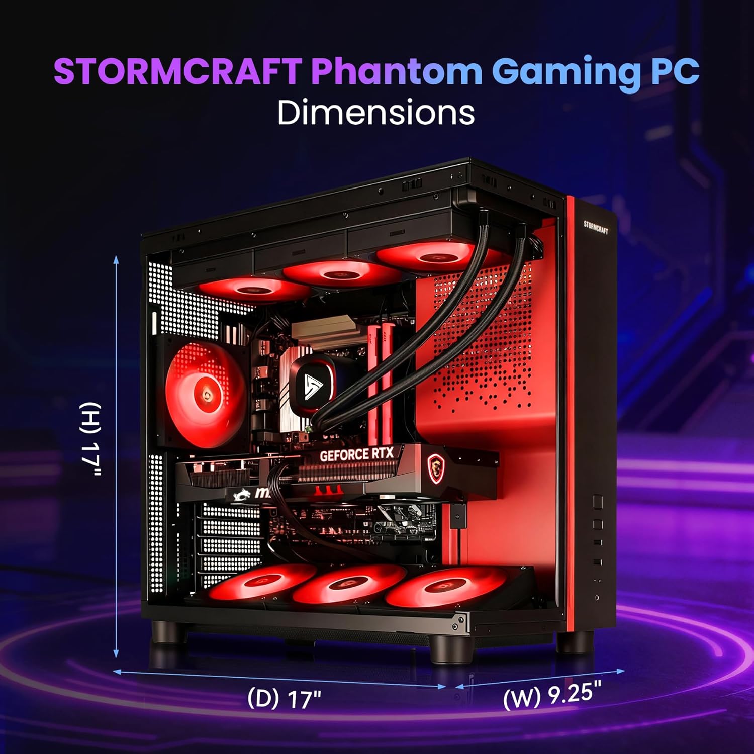 STORMCRAFT Phantom AI Gaming Desktop Intel Core Ultra 7 265F 5.3 GHz,Geforce RTX 5080 with 32GB DDR5 RGB Memory 6000MHz, 2TB NVME SSD,360 AIO Cooler,B860 Chipset,850w Gold PSU,WiFi,BT,USB-C
