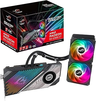 ASUS ROG Strix LC AMD RadeonTM RX 6900 XT TOP Edition Gaming Graphics Card (AMD RDNATM 2, PCIe 4.0, 16GB GDDR6, HDMI 2.1, DisplayPort 1.4a, Full-coverage cold plate, 240mm radiator, 600mm tubing)