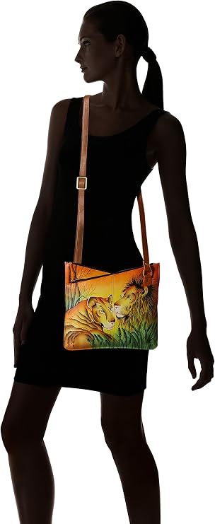 Anuschka womens ANNA BY ANUSCHKA HAND PAINTED LEATHER WOMEN'S V TOP MULTICOMPARTMENT CROSSBODY