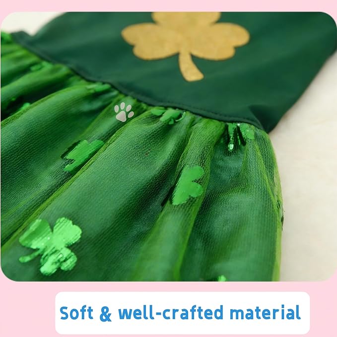 Vestido para Perro Día de San Patricio - Tutú Verde con Trébol para Perros Pequeños miniatura 4