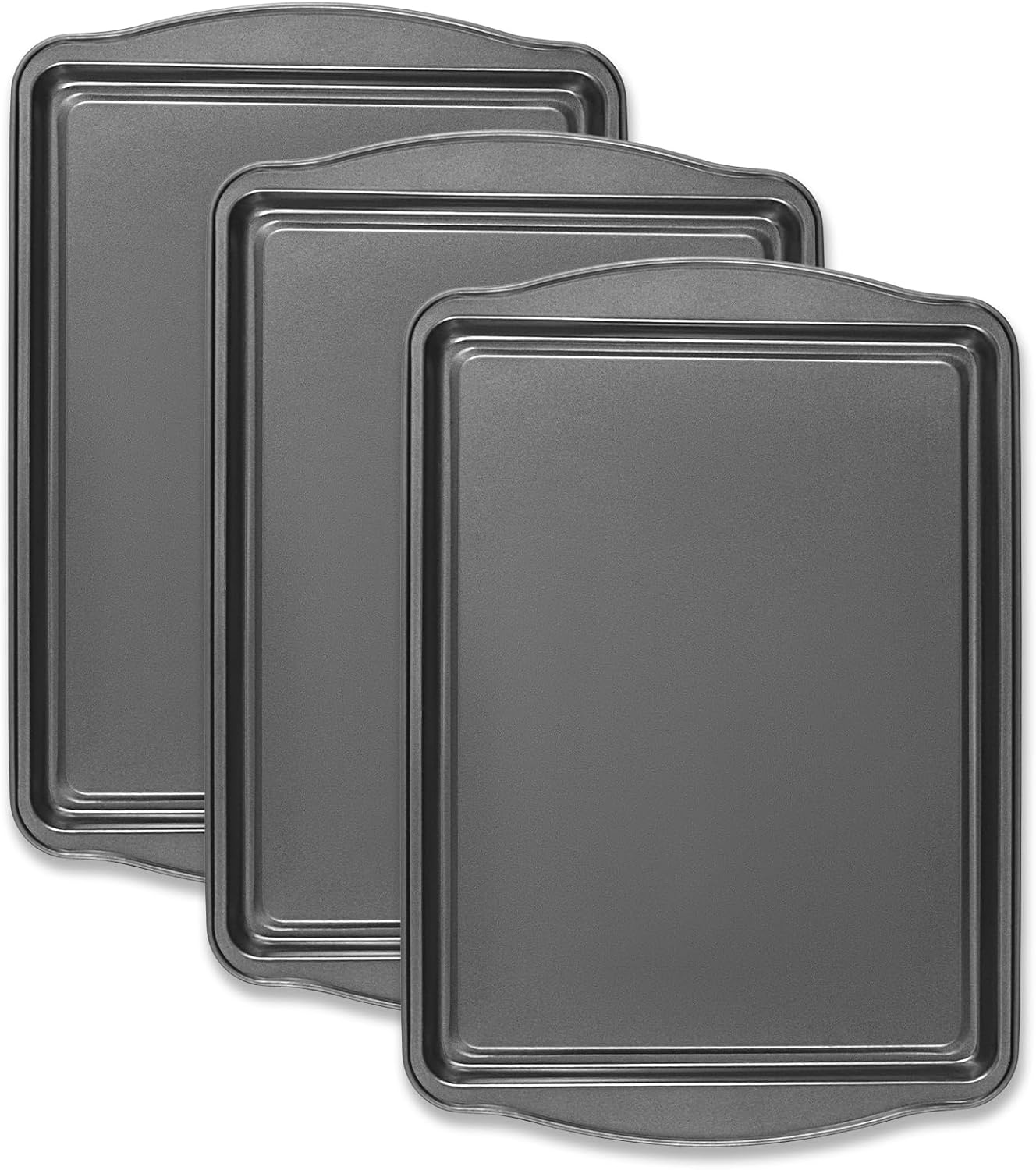 Funnydin Baking Pan Set of 3 - Carbon Steel Baking Sheets Set, 17 Inch, Nonstick Cookie Sheets for Baking, Rust & Warp Resistant & Stackable, Nontoxic & Heavy Duty & Easy Clean