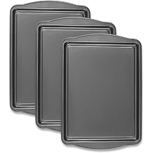 Baking Pan Set of 3 - Carbon Steel Baking Sheets Set, 13/15/17 Inch, Nonstick Cookie Sheets for Baking, Rust & Warp Resistant & Stackable, Nontoxic & Heavy Duty & Easy Clean