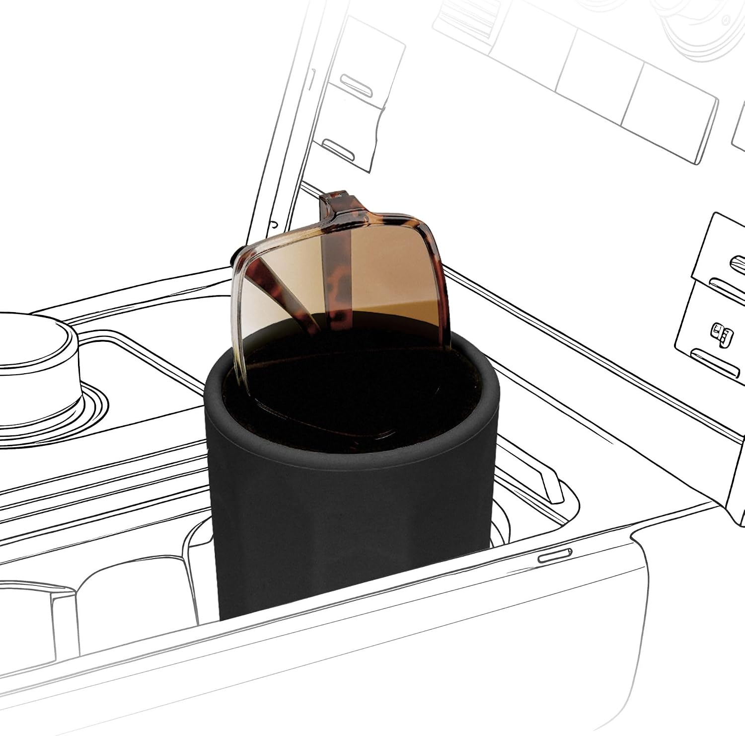 Cup Holder Sunglasses Organizer, Silicone Eyeglass Stand for 3-Inch+